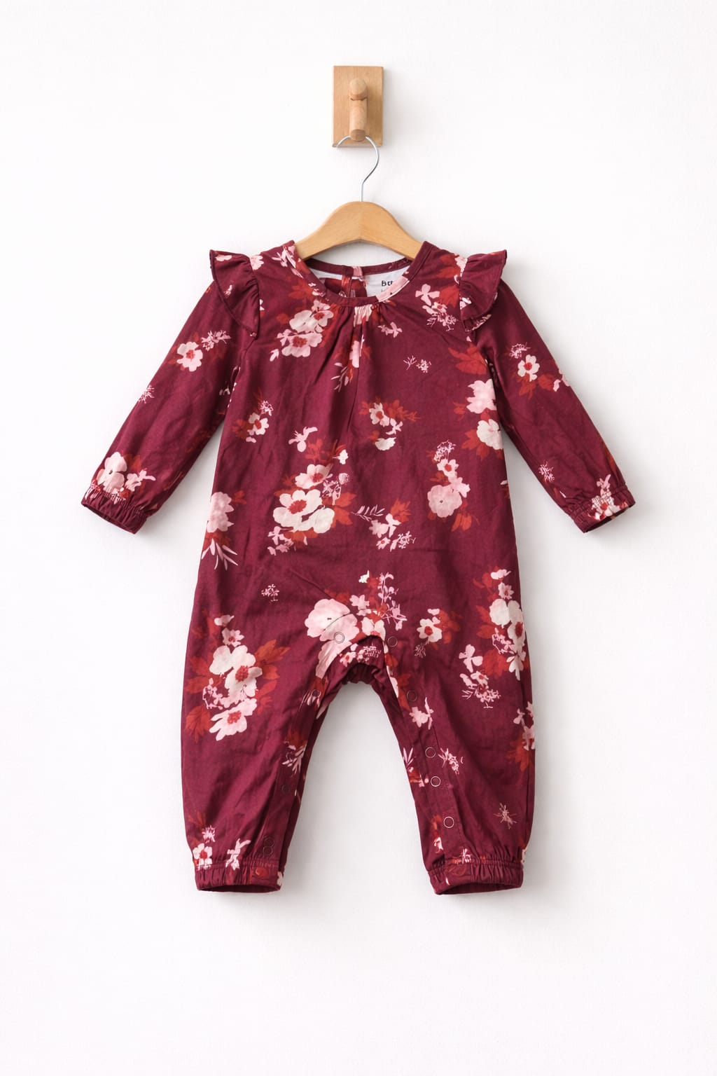 Maroon with pink flowers 🌷 - Baby Jumpsuit