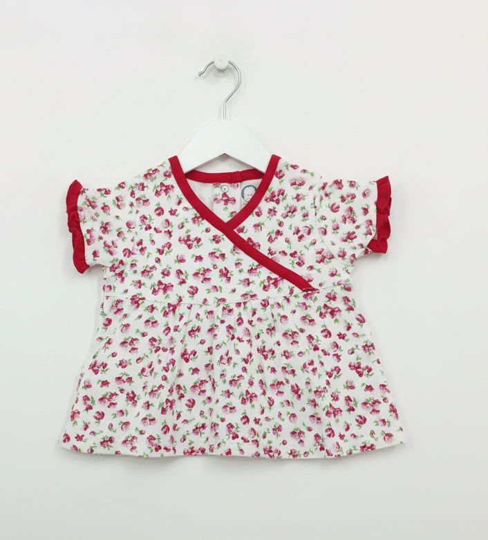Red floral- Baby Half SleeveTop
