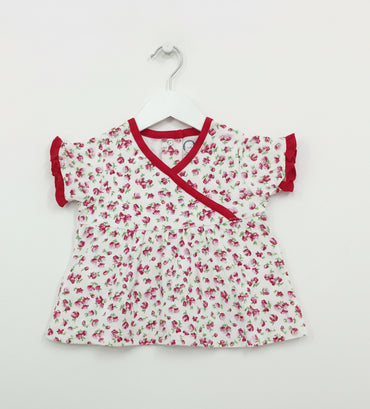 Red floral- Baby Half SleeveTop
