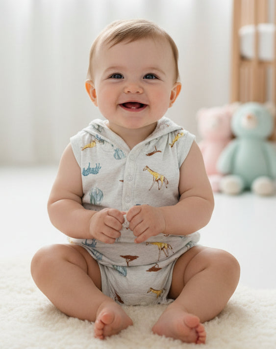 Hoodie animals print -Baby High Quality Jumpsuits