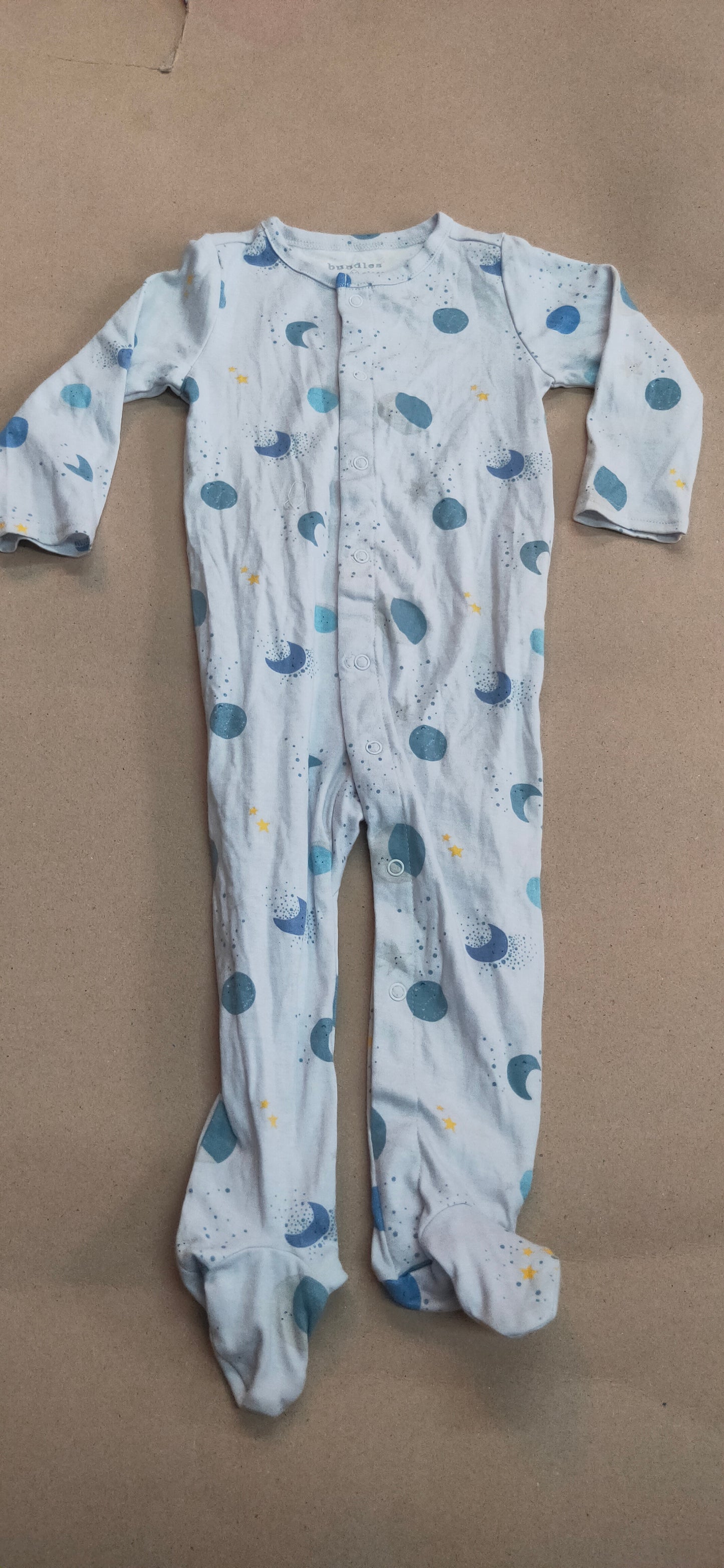 Grey with half moon and moon π π with shoe (snap button)- Baby high quality jumpsuit