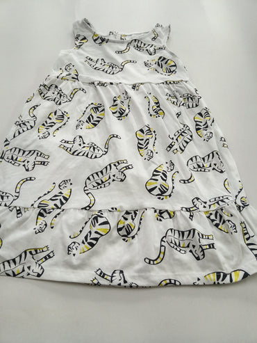 White with tigers- Sleeveless Frock