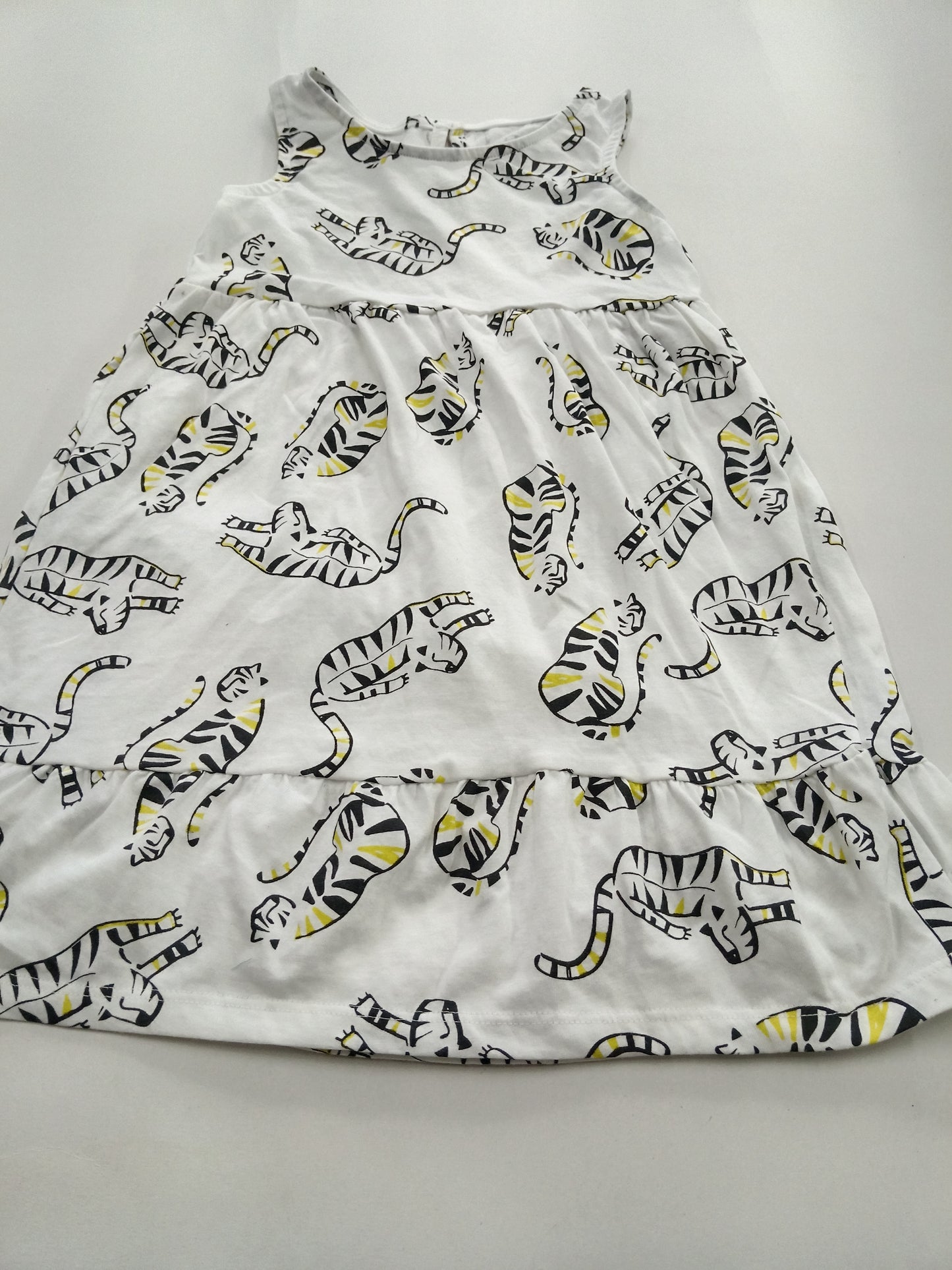 White with tigers- Sleeveless Frock