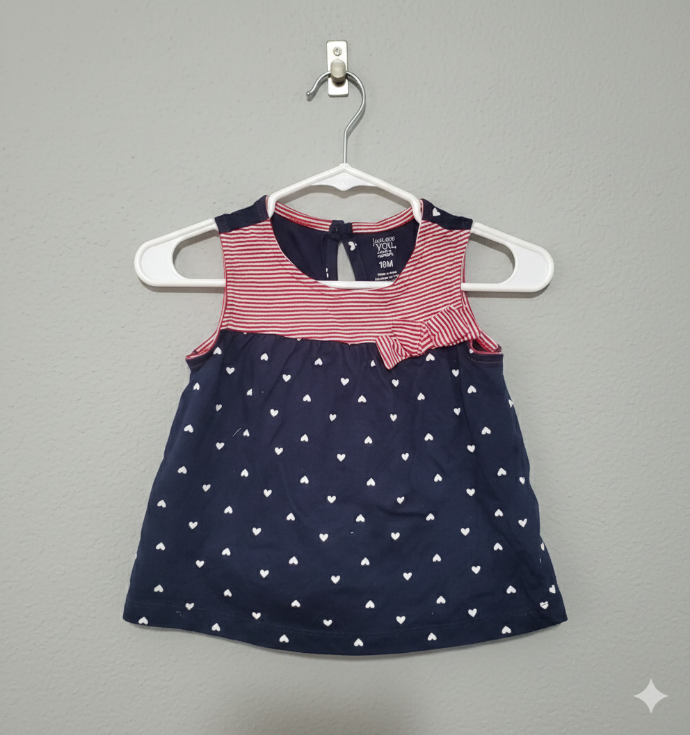 Navy small heart-Baby top