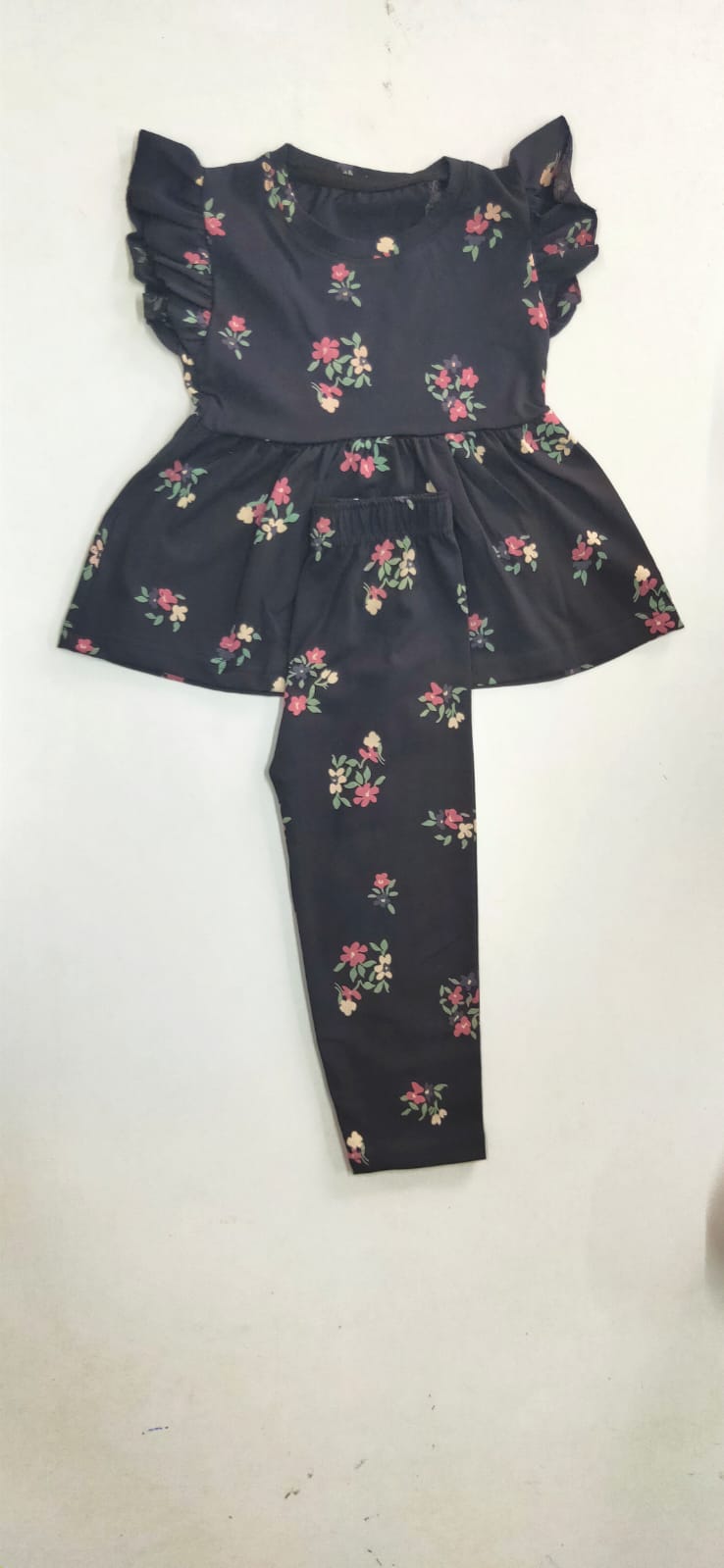 Black pink floral peplum