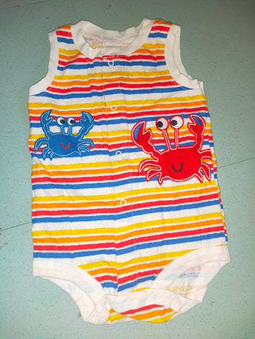Orange with blue crab🦀-Baby Romper