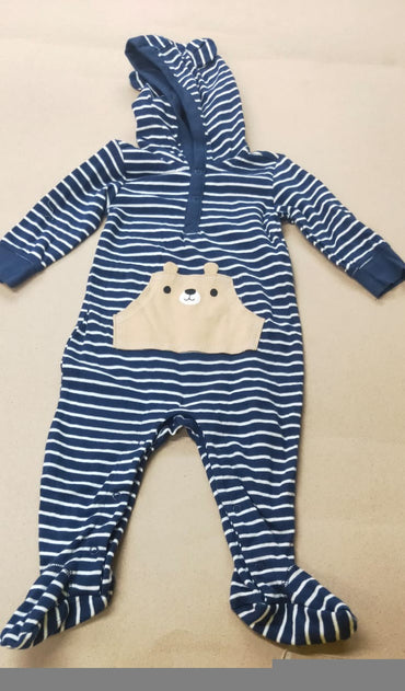Dark blue and white line teddy 🐻❄️ hoodie Baby High quality jumpsuit