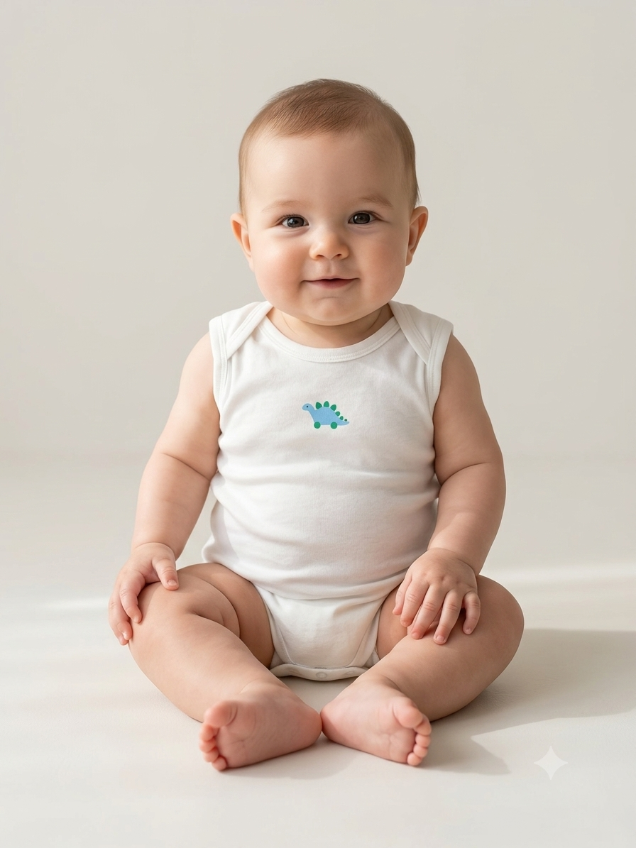 White sleeveless dinoBaby romber