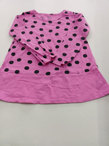 Pink with black dots- full sleeve Frock