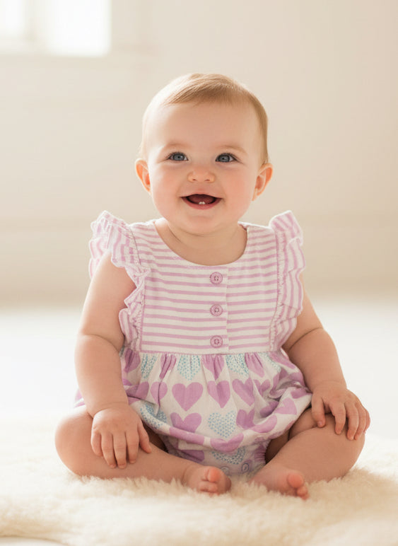 Lavender with heart π- Baby Romper