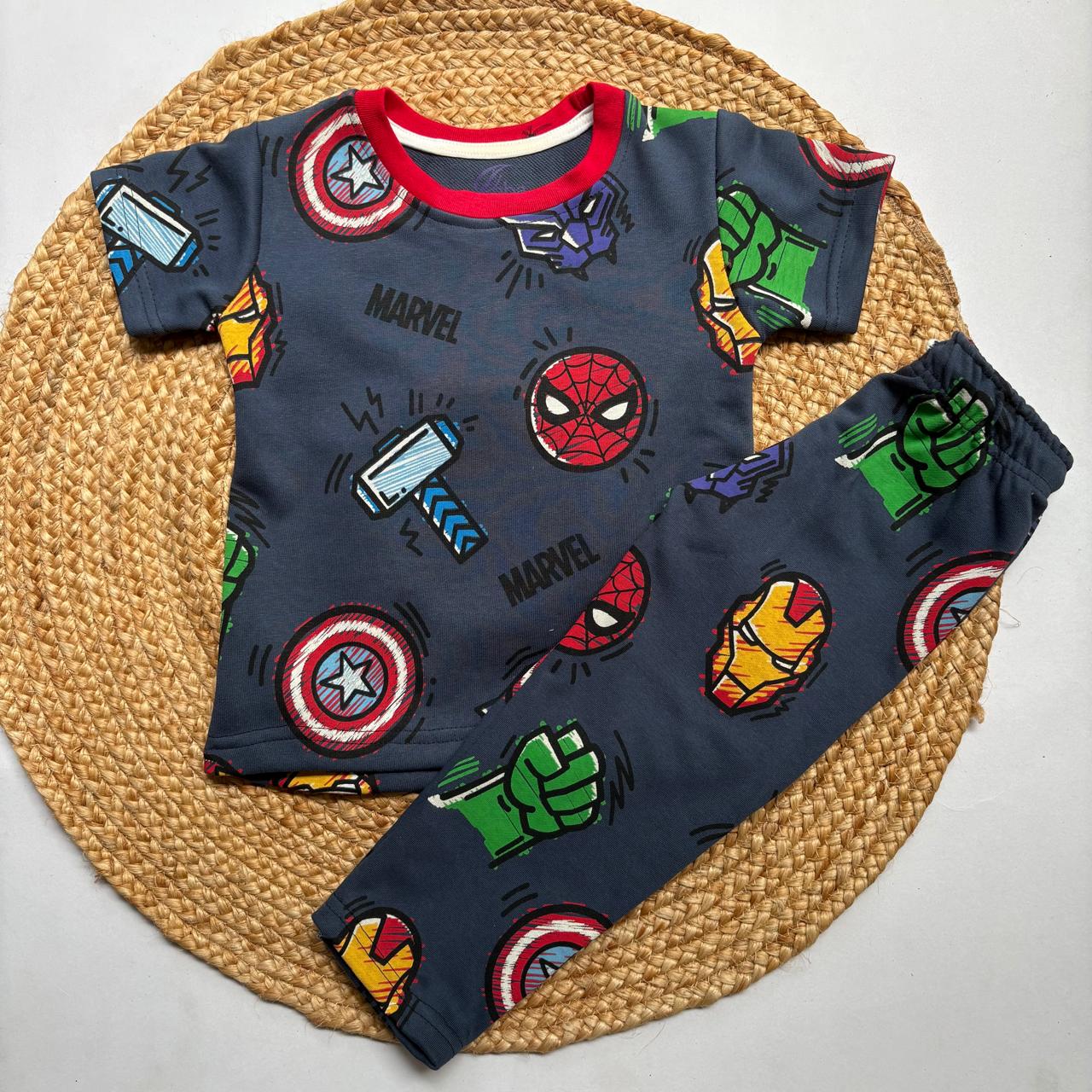 Navy with avenger- LoopKnit Pajama sets