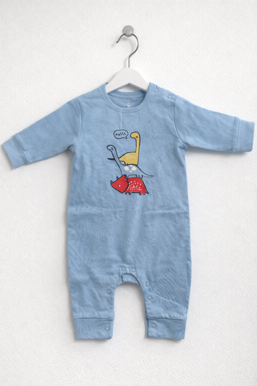 Blue with yello dino - Baby full Jumpsuits
