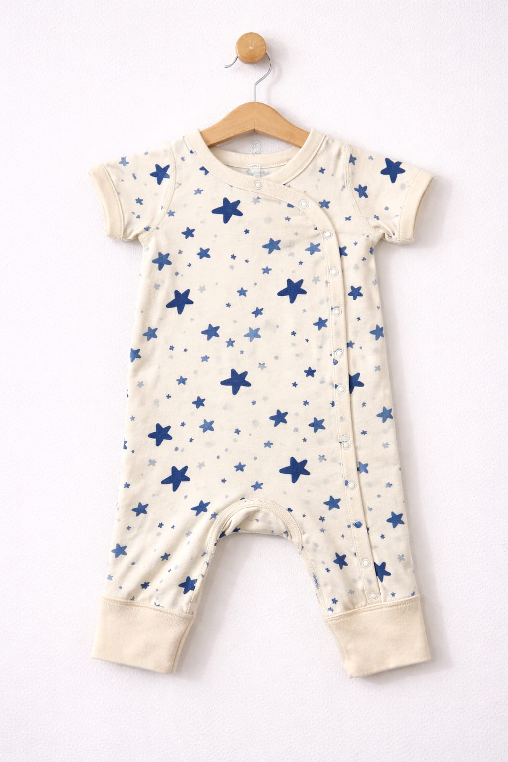 White with blue Star -Baby Half Jumpsuits