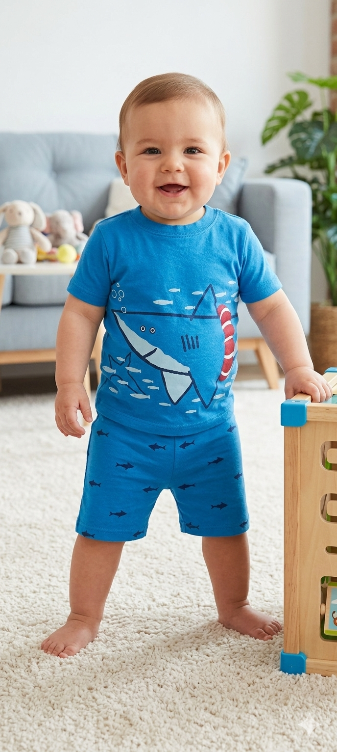 Shark & small fish-Baby Shorts Set