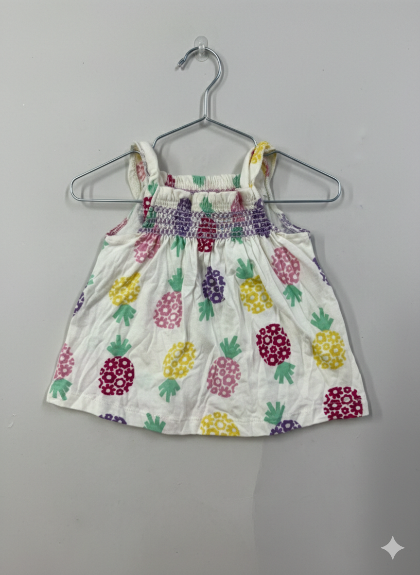 White with flower - baby sleeveless top
