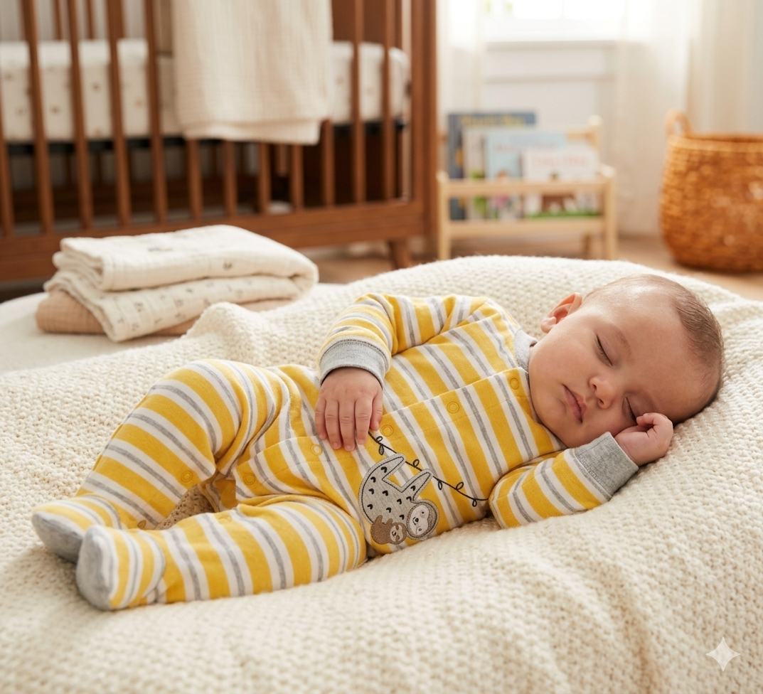 Grey & yellow stripe -Baby jumpsuit