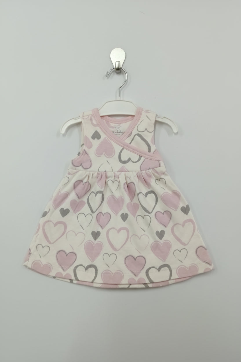 Pink heart- Baby Sleeveless Frock
