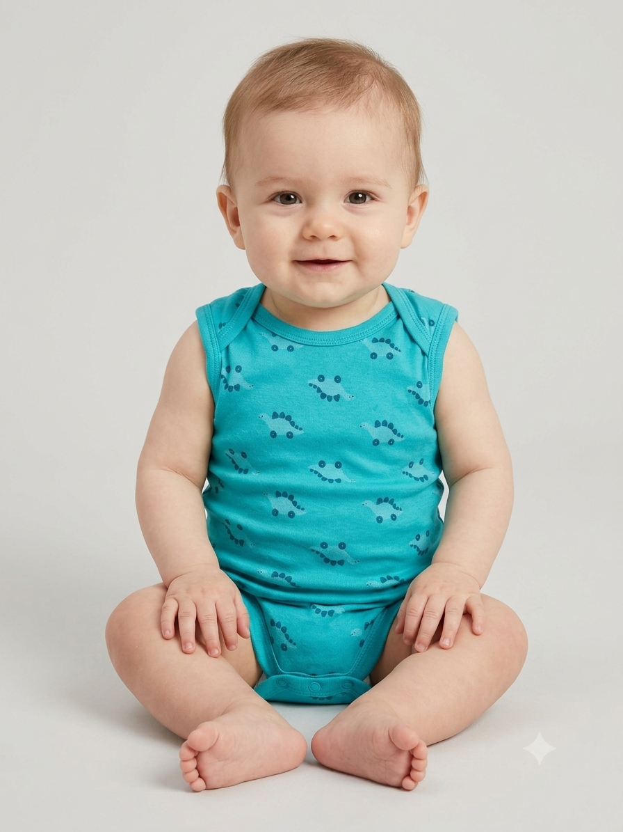 Green dinosaurs 🦕 Sleeveless Baby romber