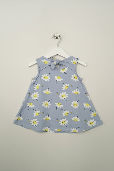 Blue with sunflower -Sleeveless Frock