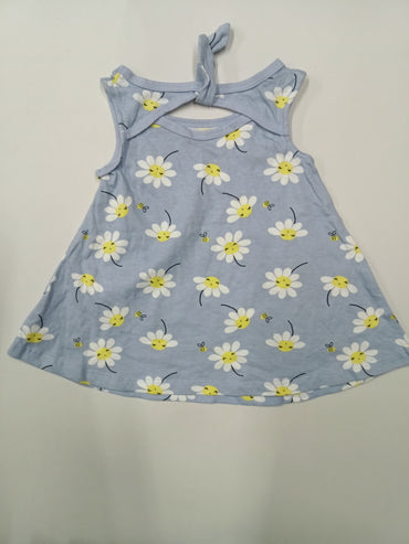 Blue with sunflower -Sleeveless Frock