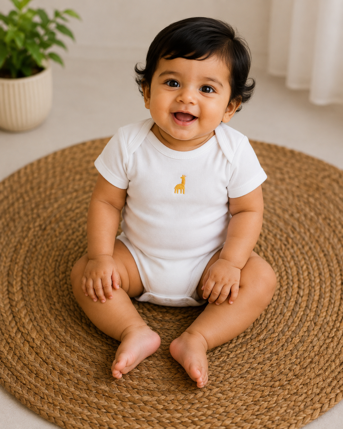 White giraffes 🦒 Half sleeves Baby romper