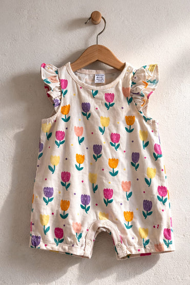 Half white with multi colour flowers 🌷-Baby half Jumpsuits