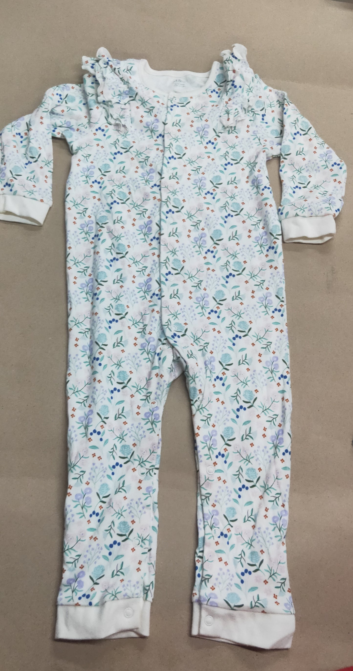 White flower s print-Baby high quality jumpsuit