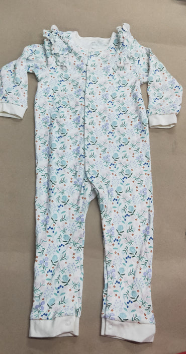 White flower s print-Baby high quality jumpsuit