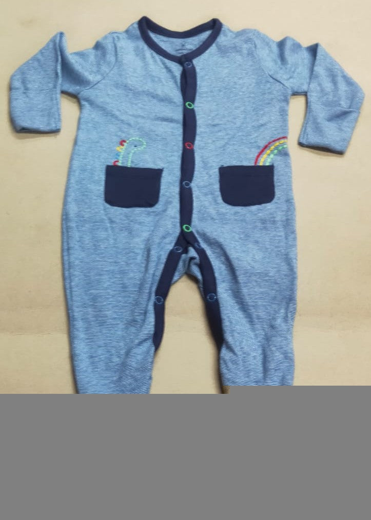Light ink blue rainbow -Baby High quality jumpsuit