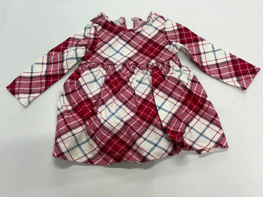Red checked -Onesies full sleeve frock