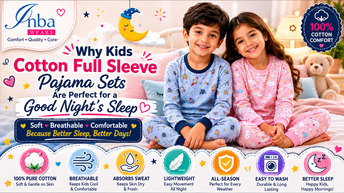 Kids wearing cotton full sleeve pajama set for comfortable sleep