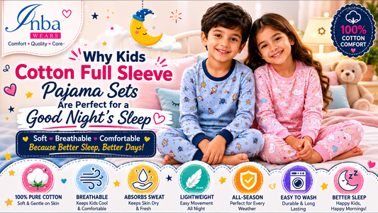 Kids wearing cotton full sleeve pajama set for comfortable sleep