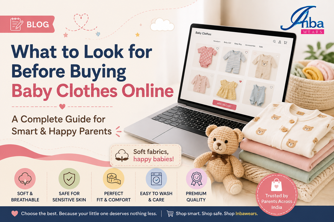 Parents choosing soft cotton baby clothes online for their newborn