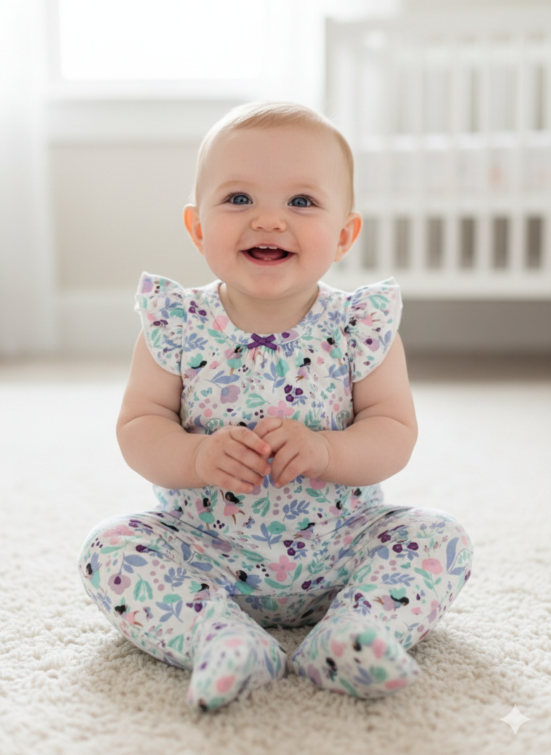White with multi floral- Baby Jumpsuits
