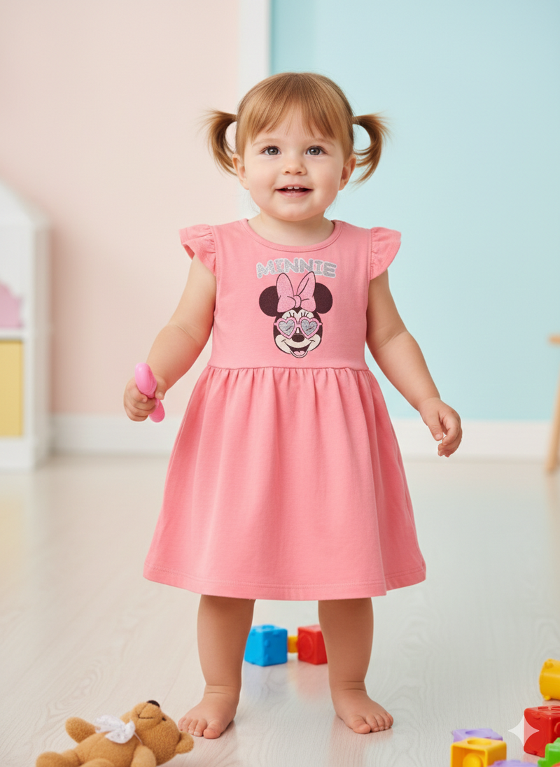 Orange  mickey-Baby frock
