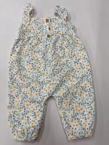 Green with yellow with multi floral- Baby Jumpsuits