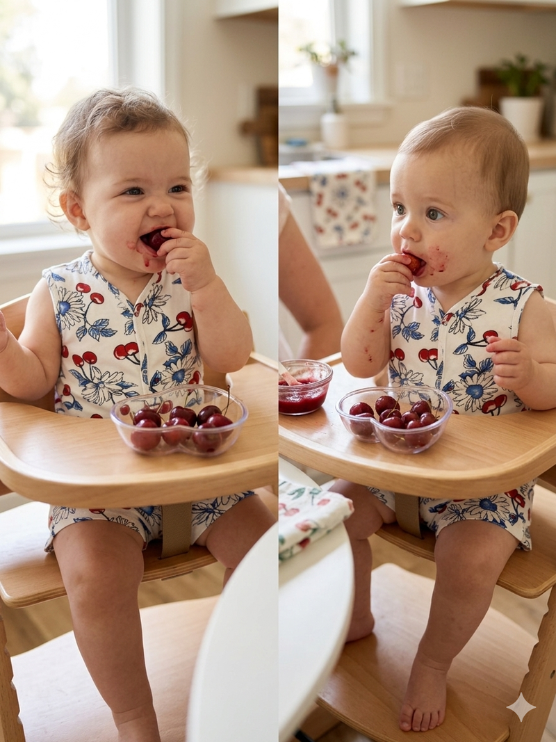 Red Cherries and The Outline of some Elaments- Sleeveless Jabla shorts set