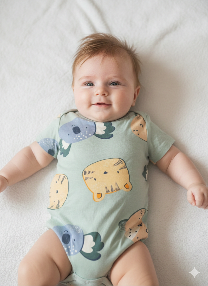 Green animals- Baby half Jumpsuits