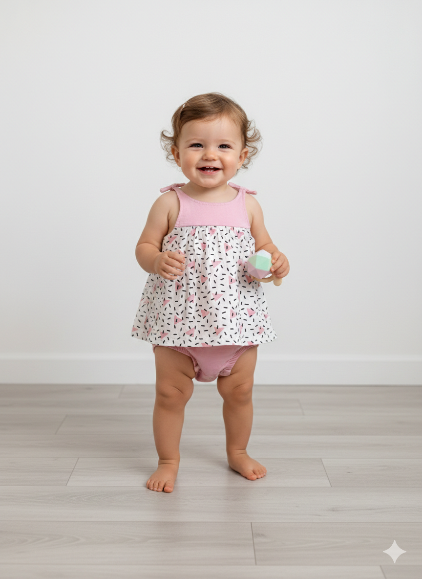 Pink triangle -Onesies frock