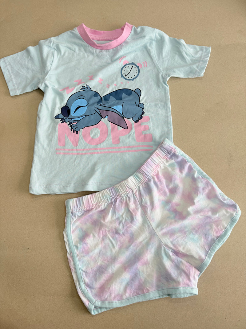 Blue with sleeping stitched -Girl shorts set