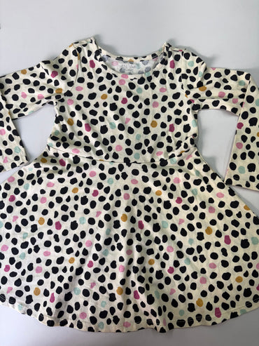 Black  dot - full sleeve frock