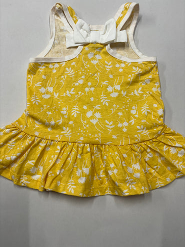 Yellow  white  flowers-Top -Baby Sleeveless Frock