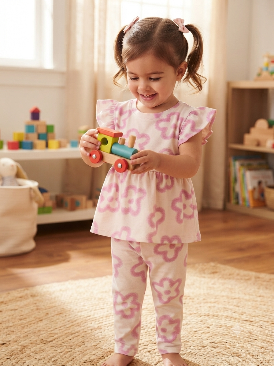 Pink and white floral -Girls set