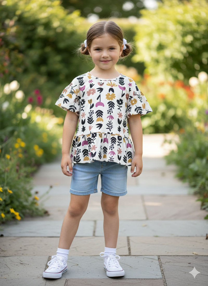 White with floral-top