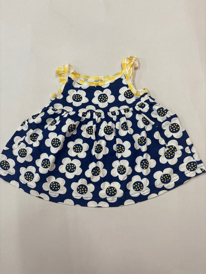 Navy white flowers  -Baby Sleeveless Frock