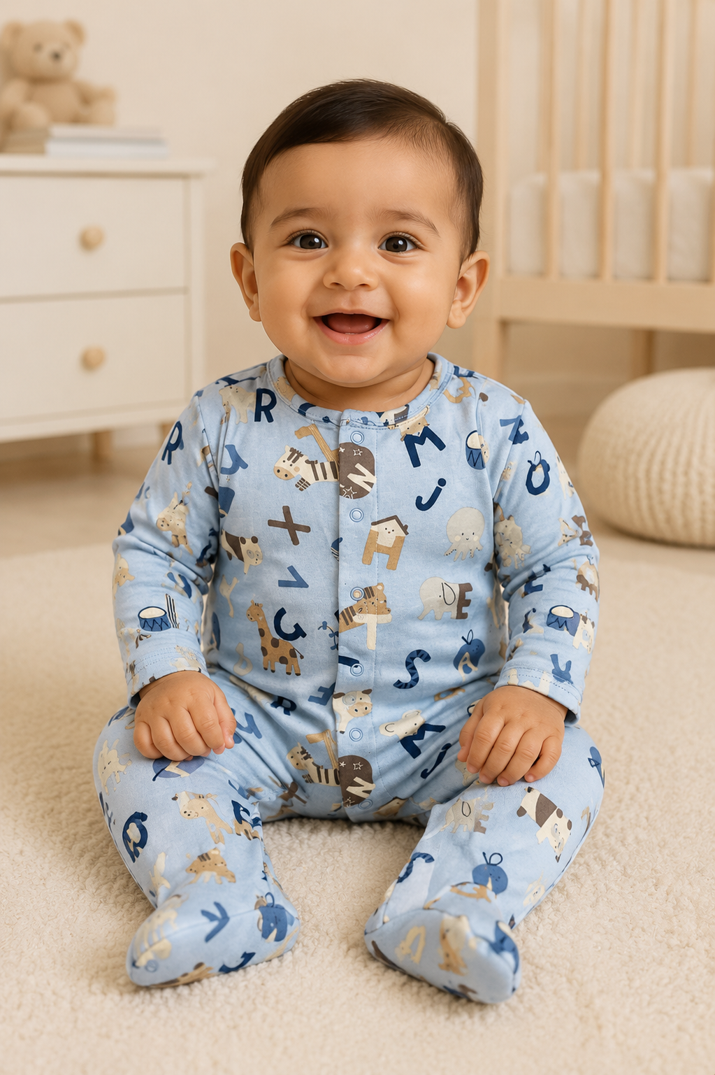Animals alphabet letters with shoe (snap button)-Full jumpsuit