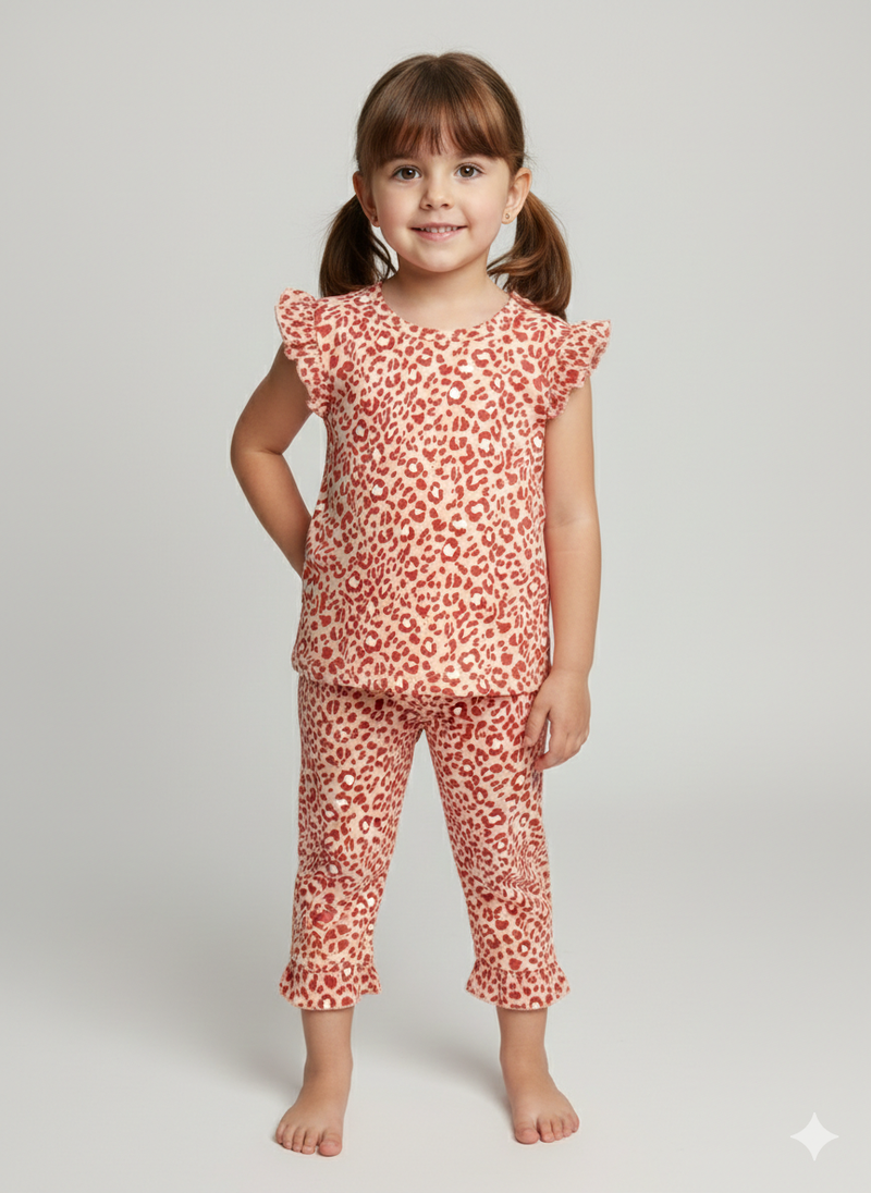 Red leopard -Sleeveless 3/4 Set