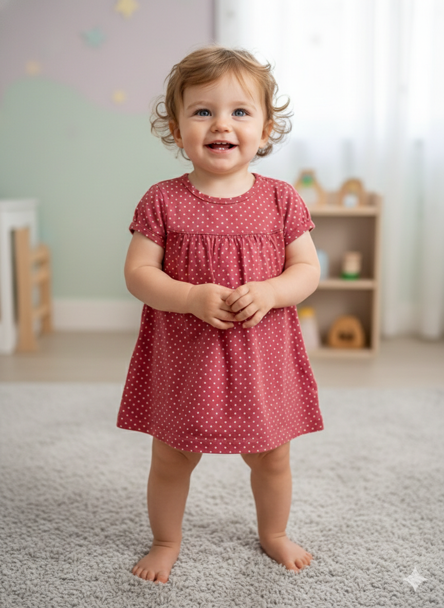 Pink small dots- Baby half Sleeve top