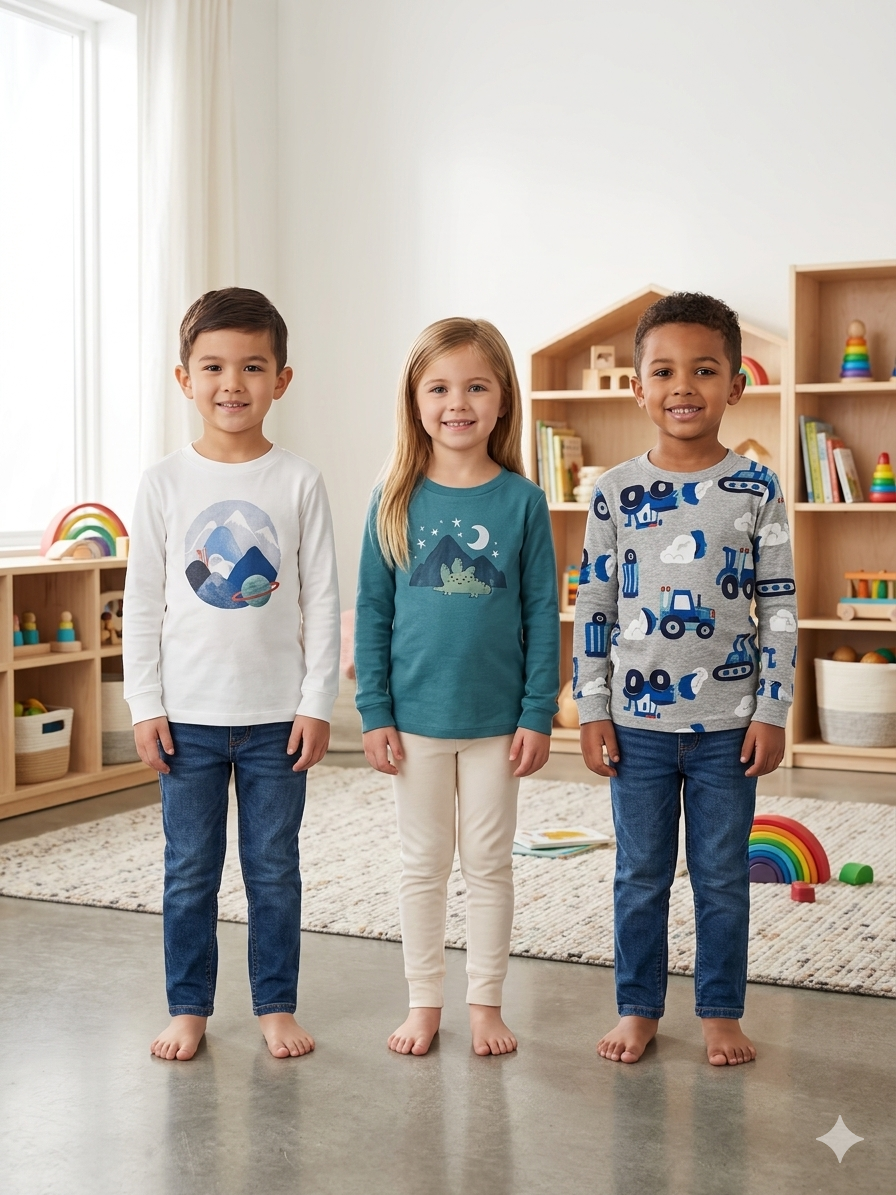 Girls & Boys full sleeve top 3 pcs Combo Set