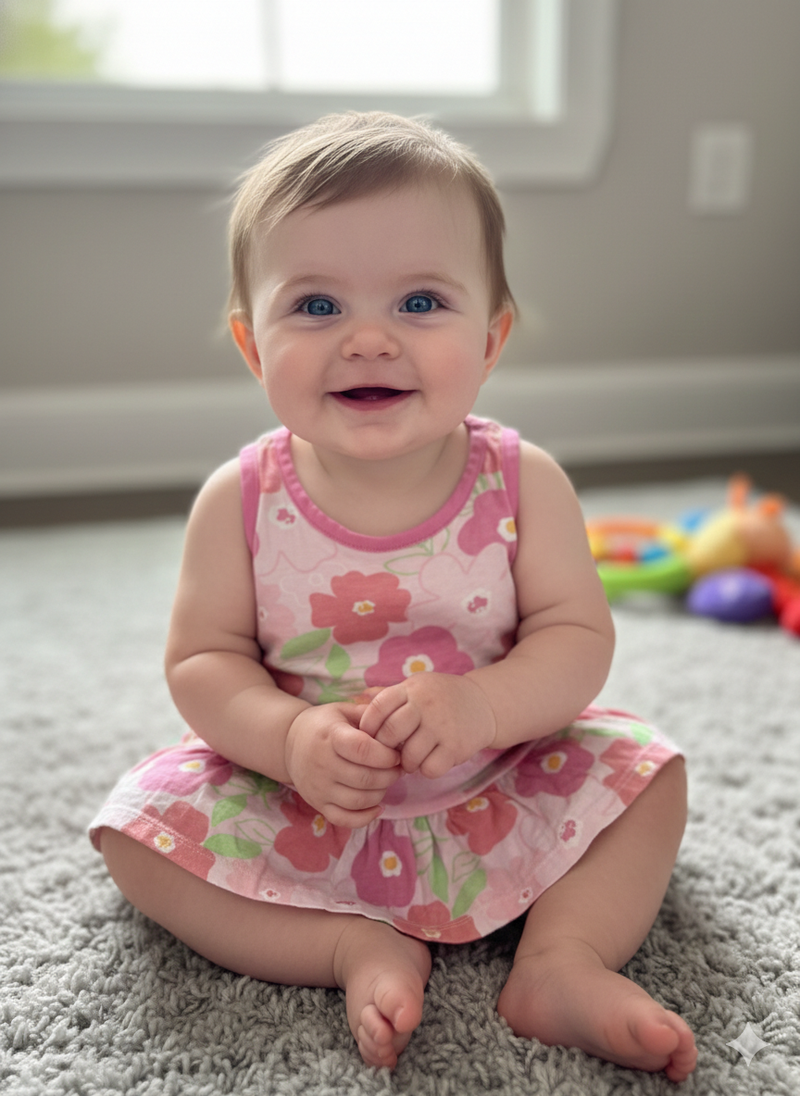 baby pink flowers- top -Sleeveless Frock